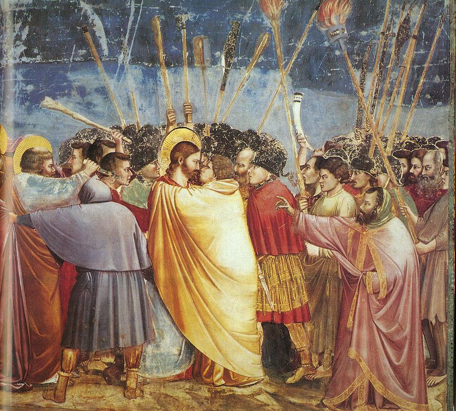 Una clásica imagen de la hipocresía: El beso de Judas, del Giotto (1304-6).