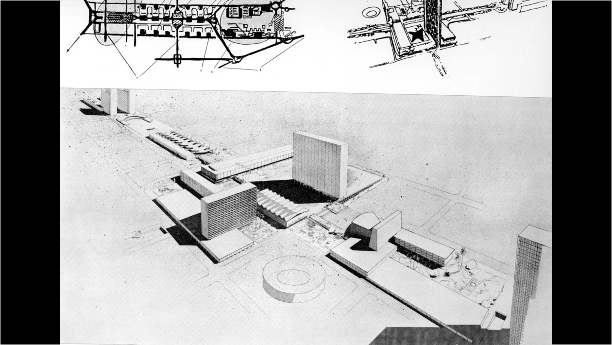 14. La asimetría moderna (Ron Pedrique). Arriba a la derecha Richard Neutra y La Hoyada (1958).