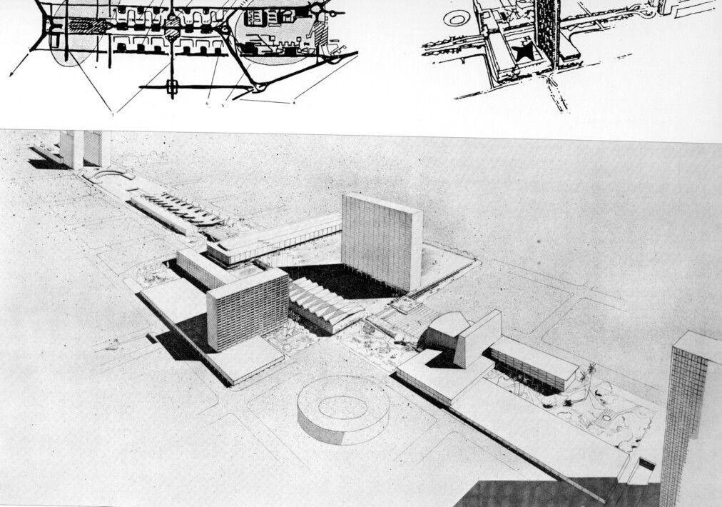 14. La asimetría moderna (Ron Pedrique). Arriba a la derecha Richard Neutra y La Hoyada (1958).