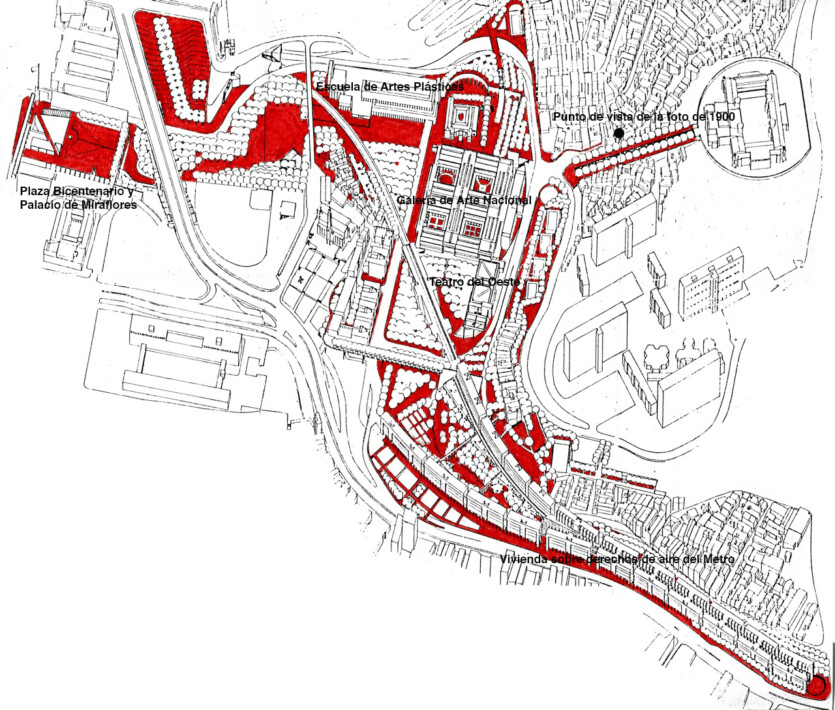 2. El Pque. Cultural de Caracas. En el centro la GAN, Esc. de Artes Plásticas y el Teatro del Oeste.