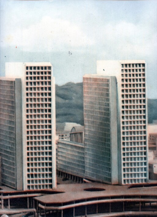 7. Maqueta torres. Relación original entre cuerpo central y hombros