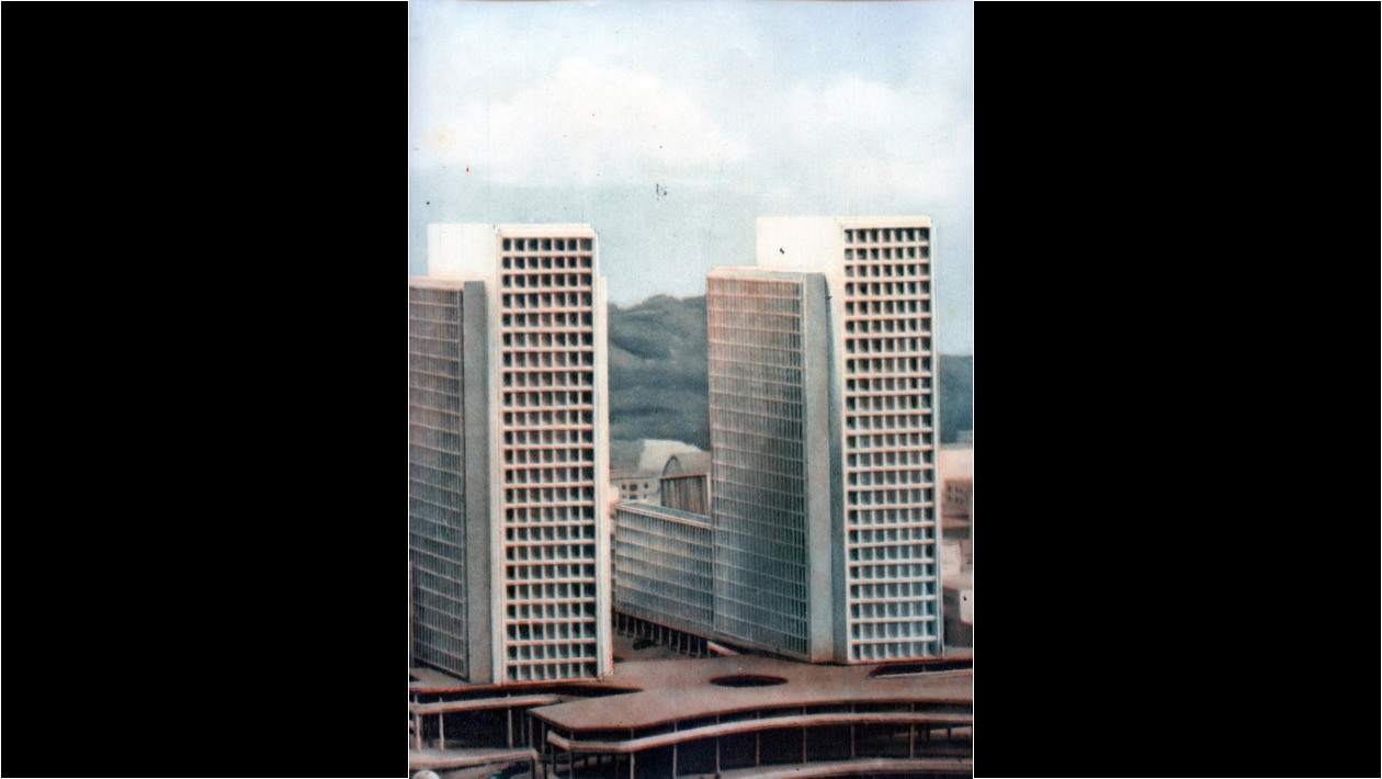 7. Maqueta torres. Relación original entre cuerpo central y hombros