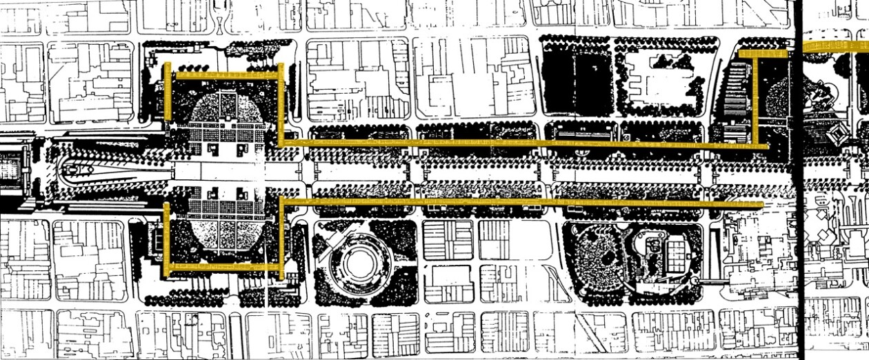 8. Parque Vargas. En amarillo los Pó́rticos.